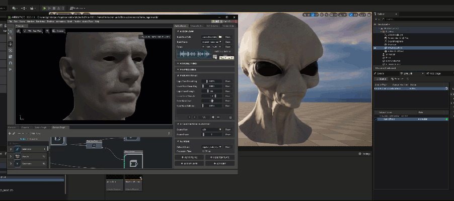 Streaming facial animation, scrubbing, and configuring expressions from Audio2Face to the Live Link plugin