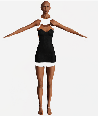 Human model with separated meshes.