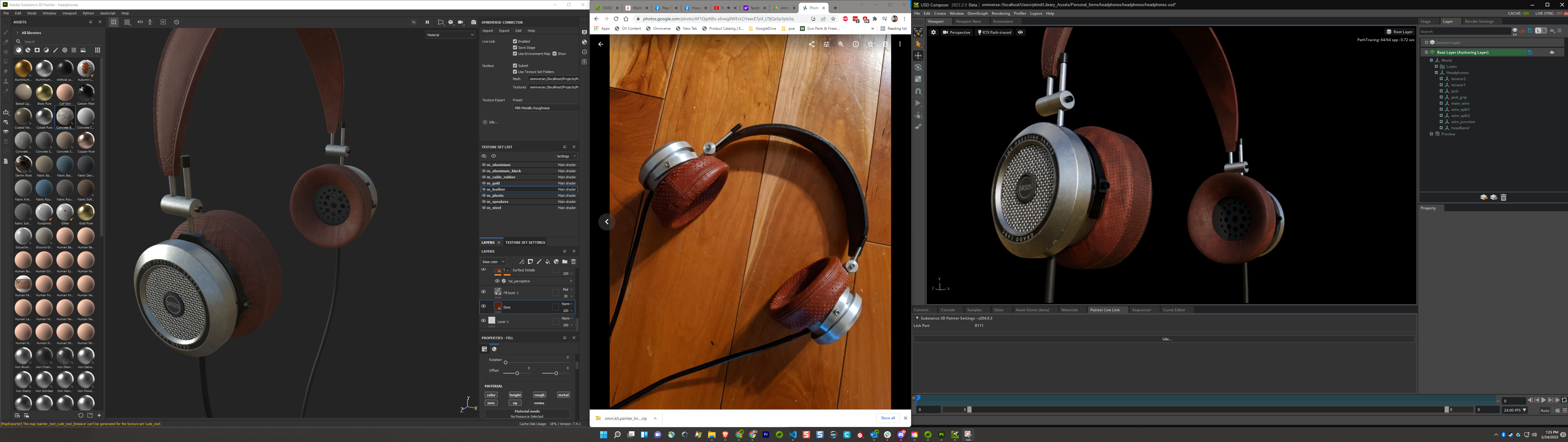 A wide view of headphones painted in Painter and viewed in |composer|