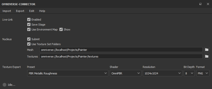 The extension settings pane in Painter