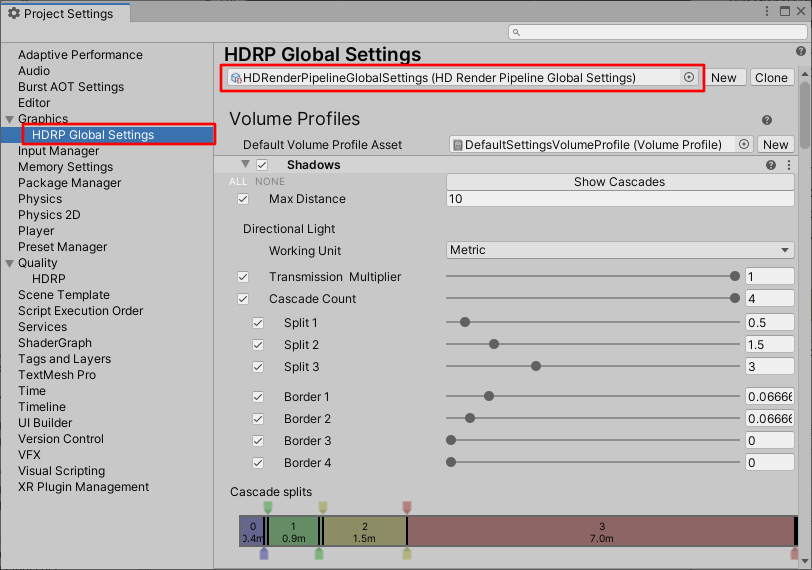 HDRP Global Settings.
