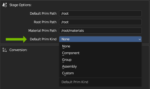 Blender USD Kind Panel