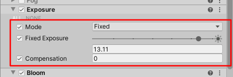 HDRP Fixed exposure.