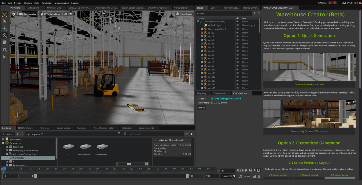 Screenshot of the Warehouse Creator Extension.