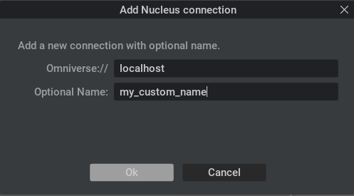 Content Browser "Add Nucleus Connection" dialog