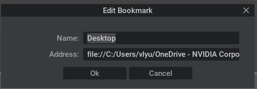Content Browser edit bookmark dialog