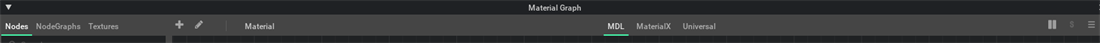 Material Graph toolbar with create, edit, context, compilation, solo, and menu controls