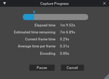 Capture Progress dialog interface