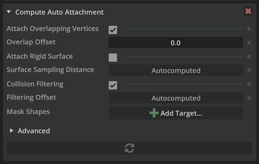 Controls to configure automatic generation of attachment points and filtering.