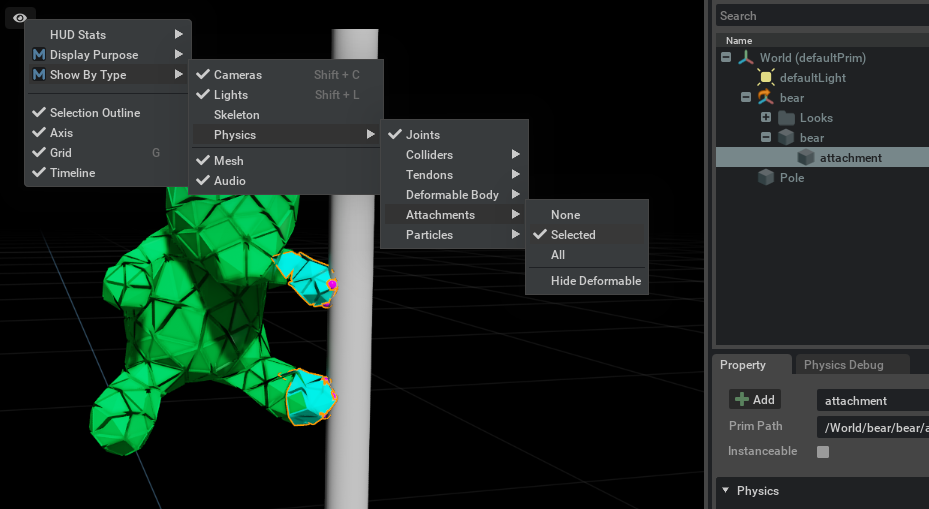 Debug Visualization: Attachment Points (Pink) and Filter Tetrahedra (Cyan)