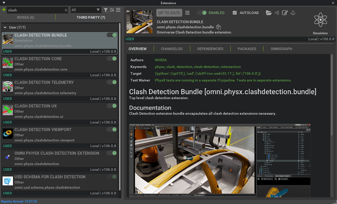 Enable clash detection extensions