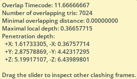 Tooltip with the information about the clashing frame.