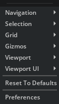 Viewport settings menu