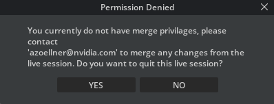 Permission denied dialog warning