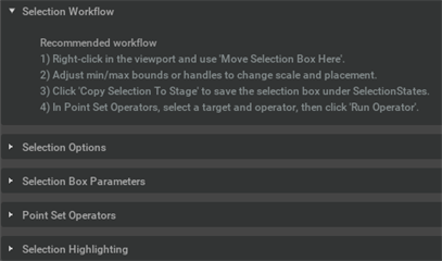 Selection Workflow panel in the Selection Box window