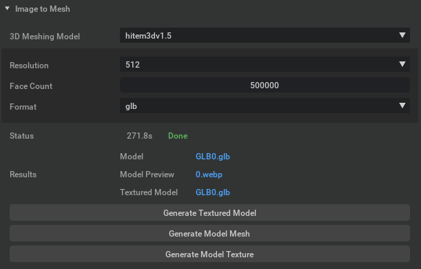 Model selection, model-specific controls, and completed result links