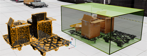 Viewport showing the copied Point Cloud subset inside the Selection Box