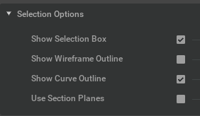 Selection Options panel in the Selection Box window