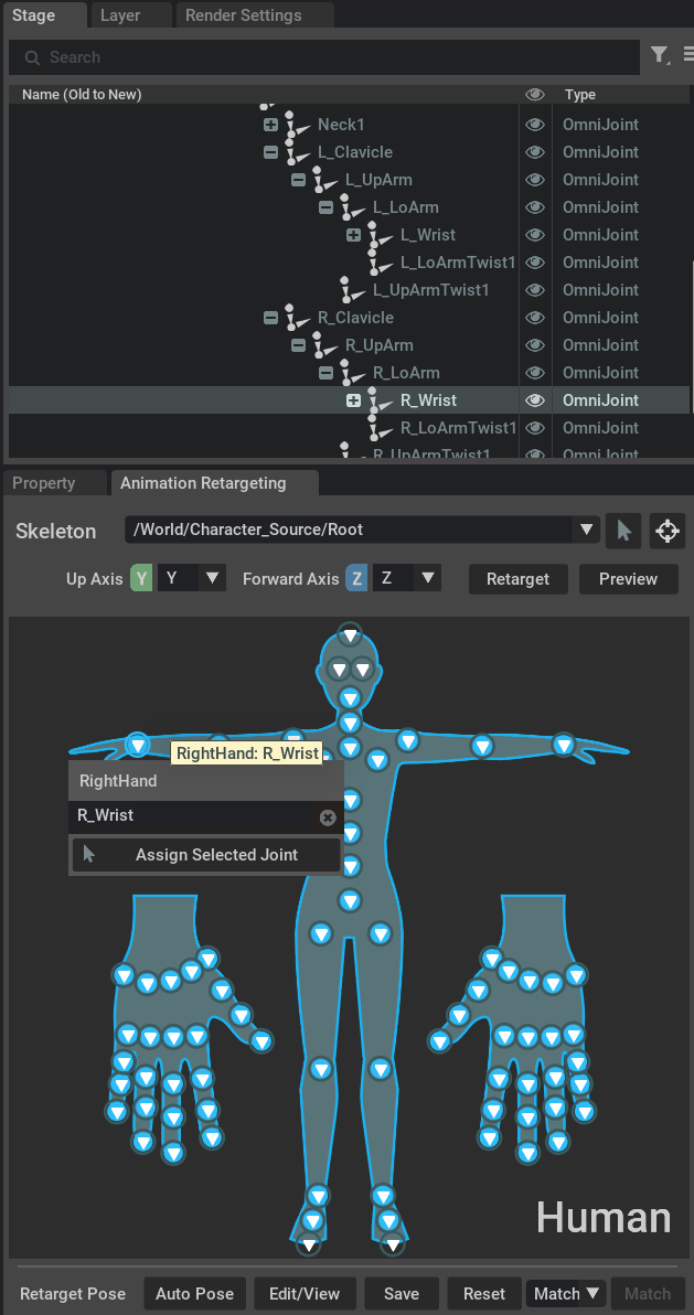 Editing a tag pin in the interactive rigging view