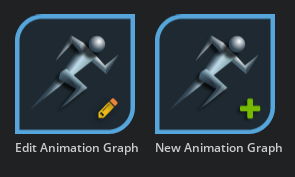 Animation Graph home screen with Create New Animation Graph, Select Animation Graph, and drag-and-drop options.