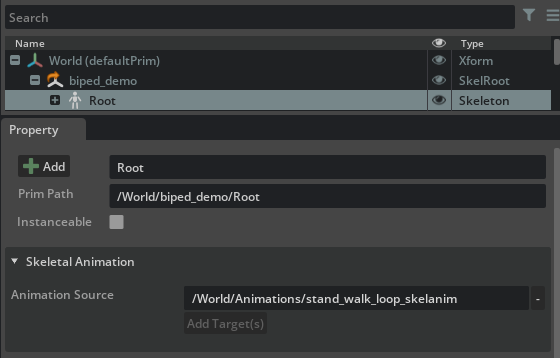 SkelAnimation properties panel
