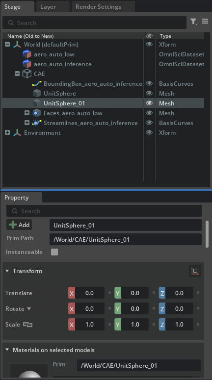AI-surrogate stage with two Unit Sphere seeds and one Streamlines operator