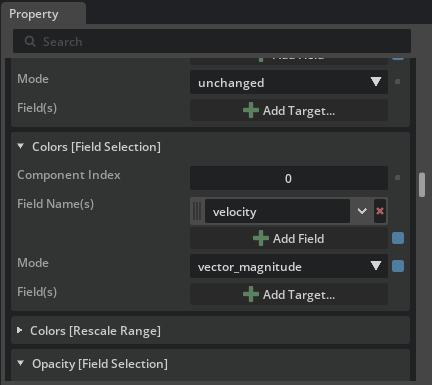 Velocity selected for Streamlines color mapping with vector magnitude mode