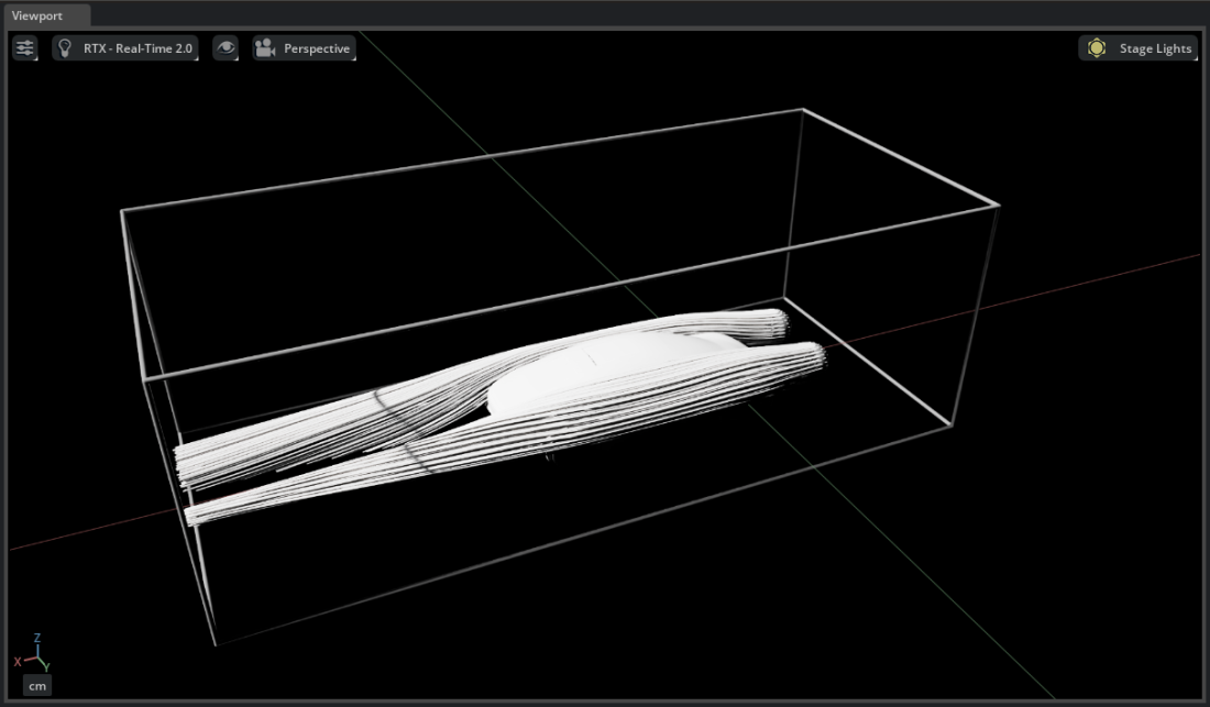 Streamlines from two seed locations before coloring