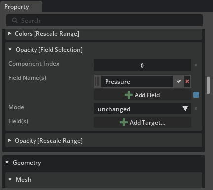 Independent Pressure field selected for operator opacity