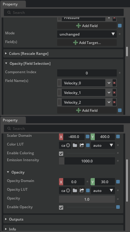 Planar Slices using pressure for color and velocity magnitude for opacity