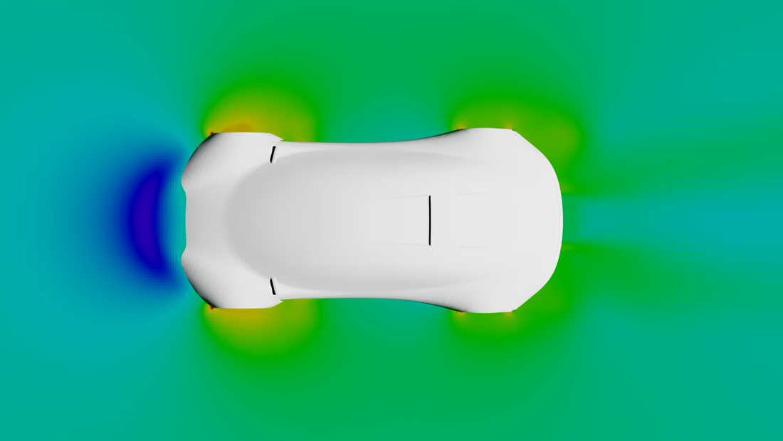 Pressure field around the vehicle after setting the color-map domain