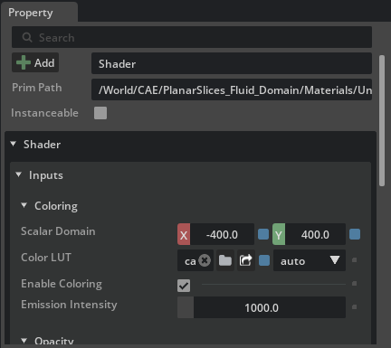 Planar Slices Shader with a pressure domain of minus 400 through 400