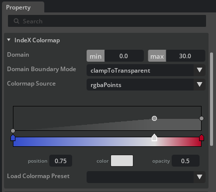 Volume Colormap with range 0 to 30 and clampToTransparent