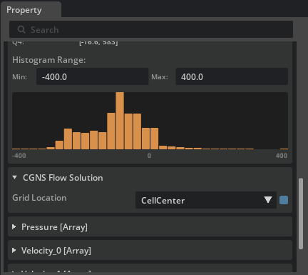 Array Details histogram focused on Pressure values from minus 400 through 400