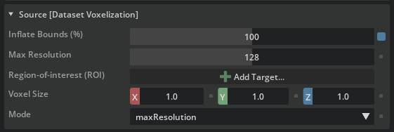 Dataset Voxelization section with Inflate Bounds set to 100
