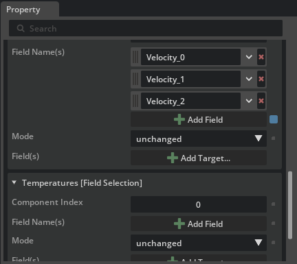 Dataset Injector velocity field selection with Velocity 0, 1, and 2