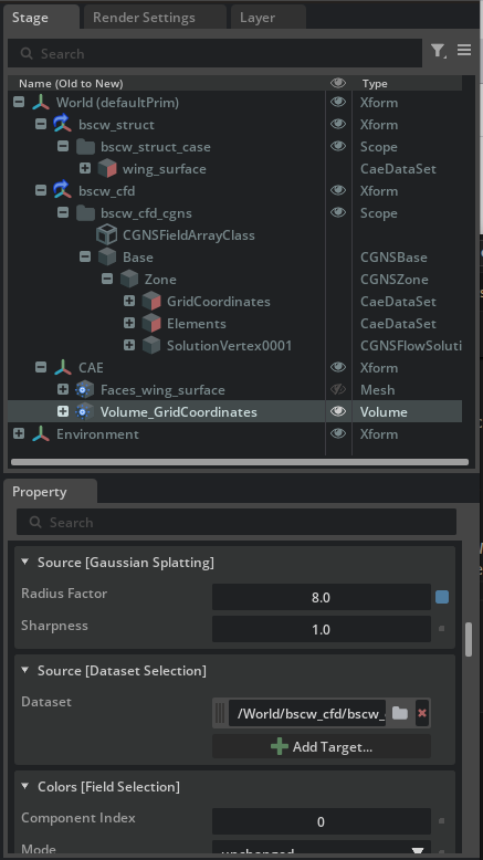 Property panel showing Radius Factor set to 8.0