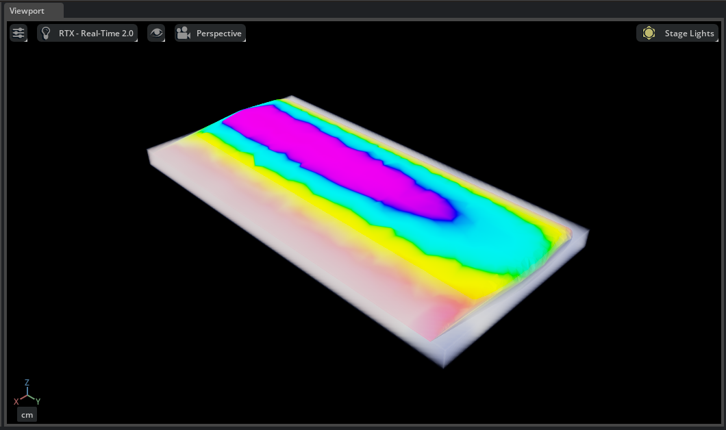 Combined view of CFD pressure volume and wing colored by bending stress