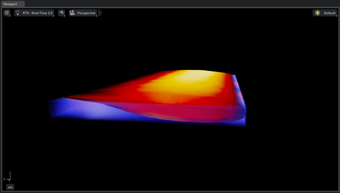 Combined view of CFD pressure field and structural wing in a single scene
