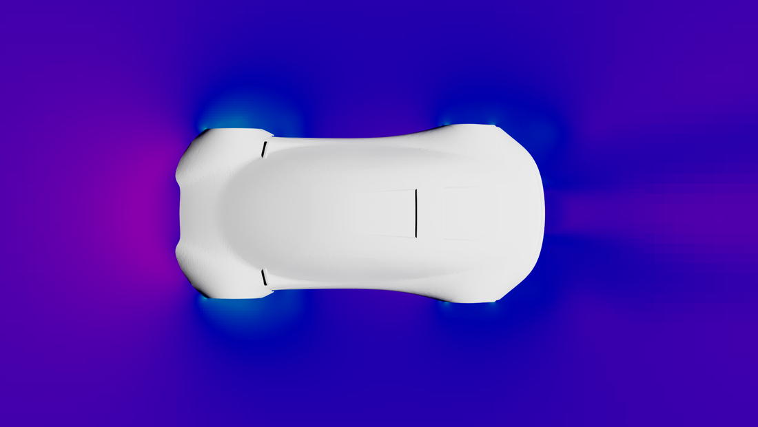Horizontal pressure slice through the vehicle-aerodynamics dataset at mid-body height