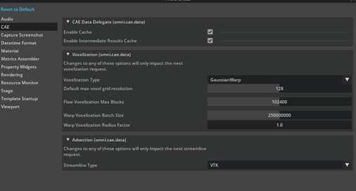 Kit-CAE preferences panel interface