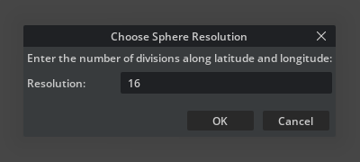 Choose Sphere Resolution dialog with the default value of 16