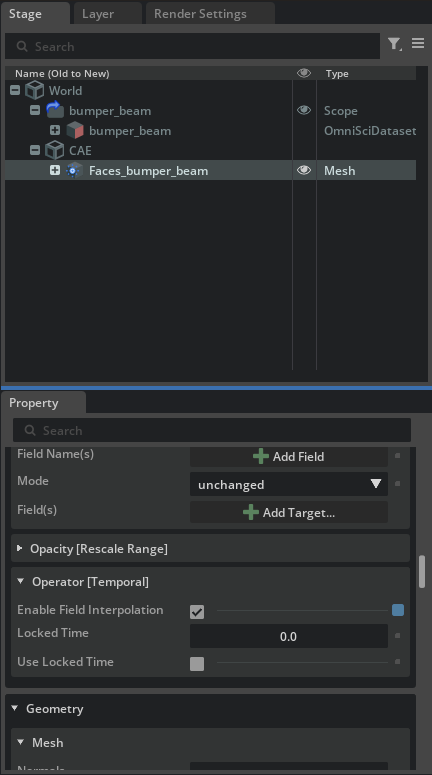 Faces operator with Operator Temporal added in the Properties panel