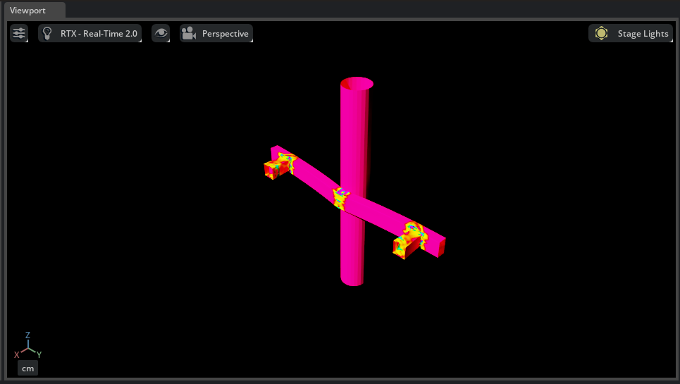 Bumper beam with the fixed PlasticStrain color range applied