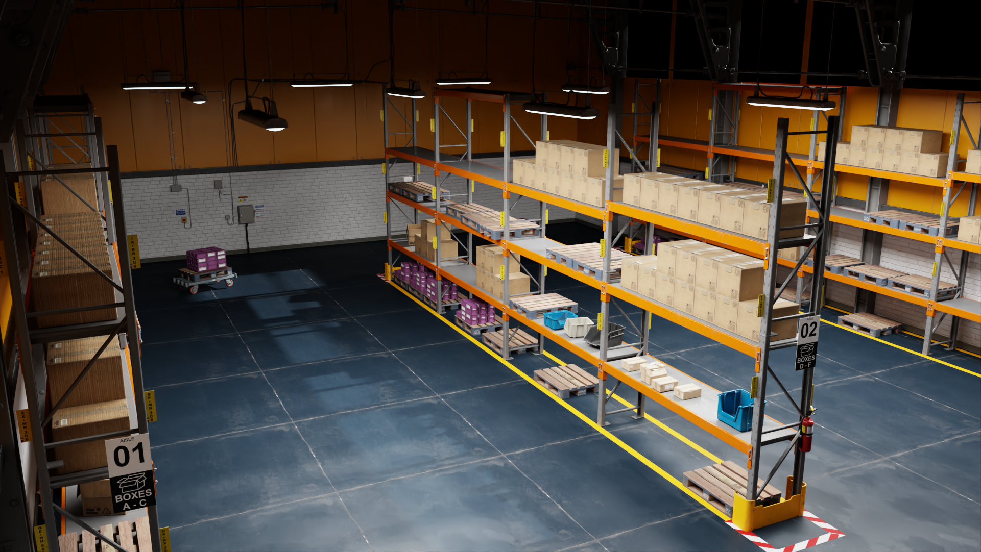 Small warehouse multiple shelves