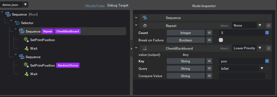 Abort mode dropdown and Selector with CheckBlackboard using Lower Priority