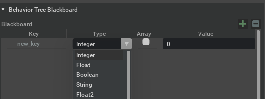 Behavior Tree Blackboard property editor