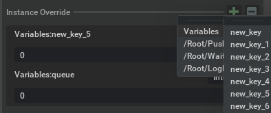 Instance Override rows including Variables overrides
