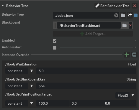 Behavior Tree property inspector