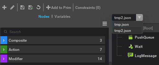 Tree dropdown for switching between behavior tree files